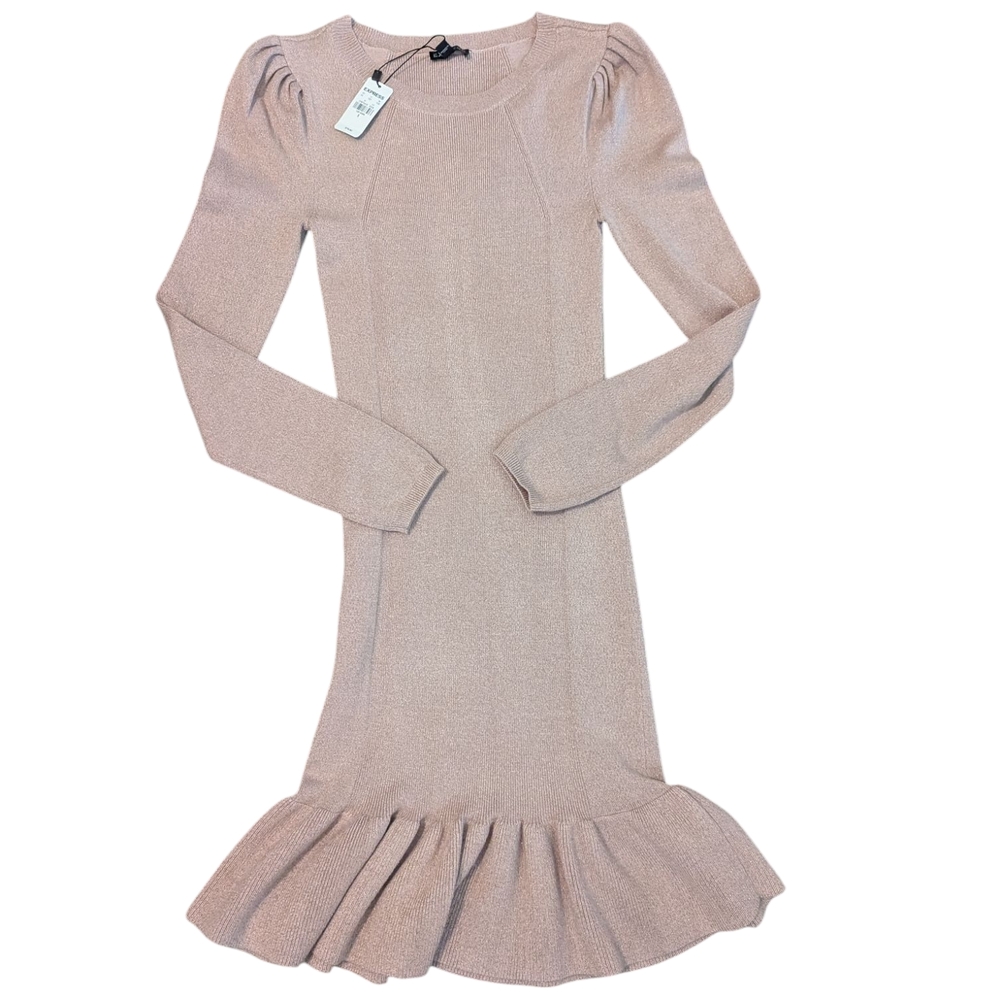 Express Beige Ribbed Knit Top